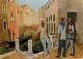 Gondolieri, 1968, olio su tela, cm 50x70, Napoli, collezione Ammendola